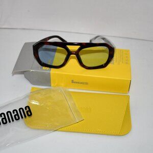 Mosanana Trendy Hexagonal Aviator Sunglasses for Women | Tortoise/Blue